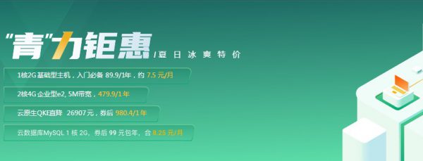 青云2核4G企业型 E2云主机+5M动态BGP带宽,1折特惠479.9元/年